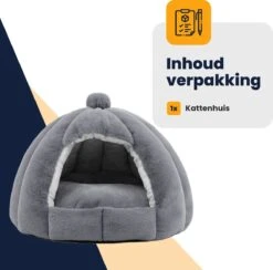 MIRO Katten Huis - Kattenhuizen - Kattenhok - Kattenmand - Dierenhuis - Extra Zacht - Grijs -Kattenbenodigdheden 1200x1185 3