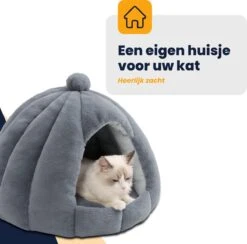 MIRO Katten Huis - Kattenhuizen - Kattenhok - Kattenmand - Dierenhuis - Extra Zacht - Grijs -Kattenbenodigdheden 1200x1186 6