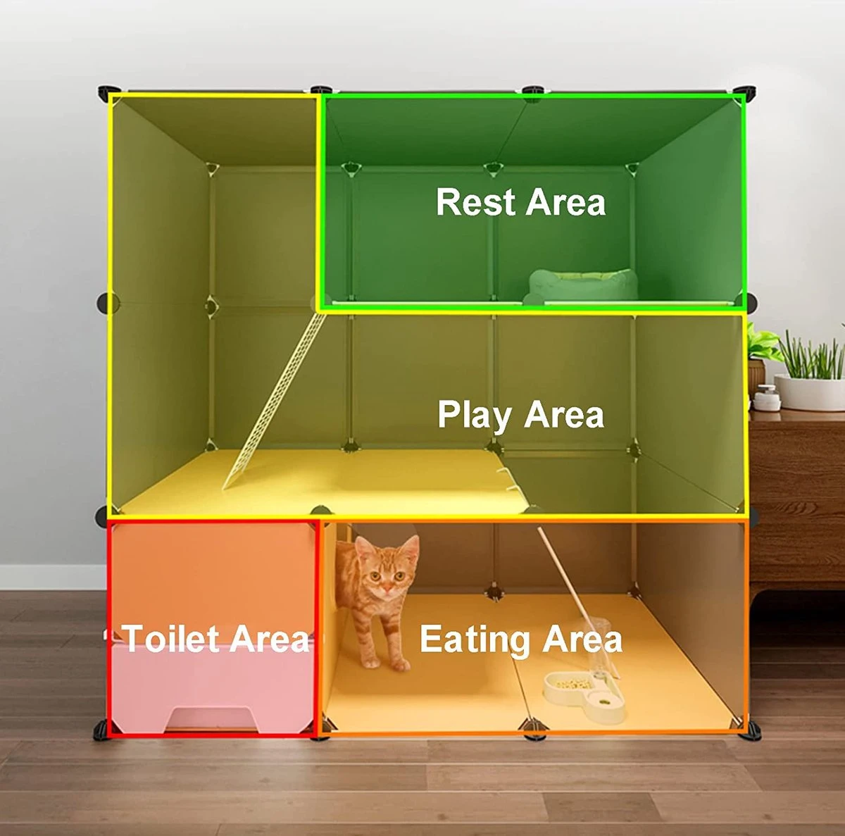 Merkloos XXL Premium Kattenkooi Met Kattenbak 2-laags Kattenkooien Voor Binnen - Grote Opvouwbare Kattenren - Kattenbench Kat Bench - Zwart Dierenverblijf 5 Merkloos XXL Premium Kattenkooi Met Kattenbak 2-laags Kattenkooien Voor Binnen - Grote Opvouwbare Kattenren - Kattenbench Kat Bench - Zwart Dierenverblijf - Afbeelding 3