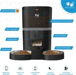 Pretty Paws QQ003 - Wifi Voermachine - Dubbele Voerbakjes - Zwart - Kat - 6L -Kattenbenodigdheden 1200x1188 2