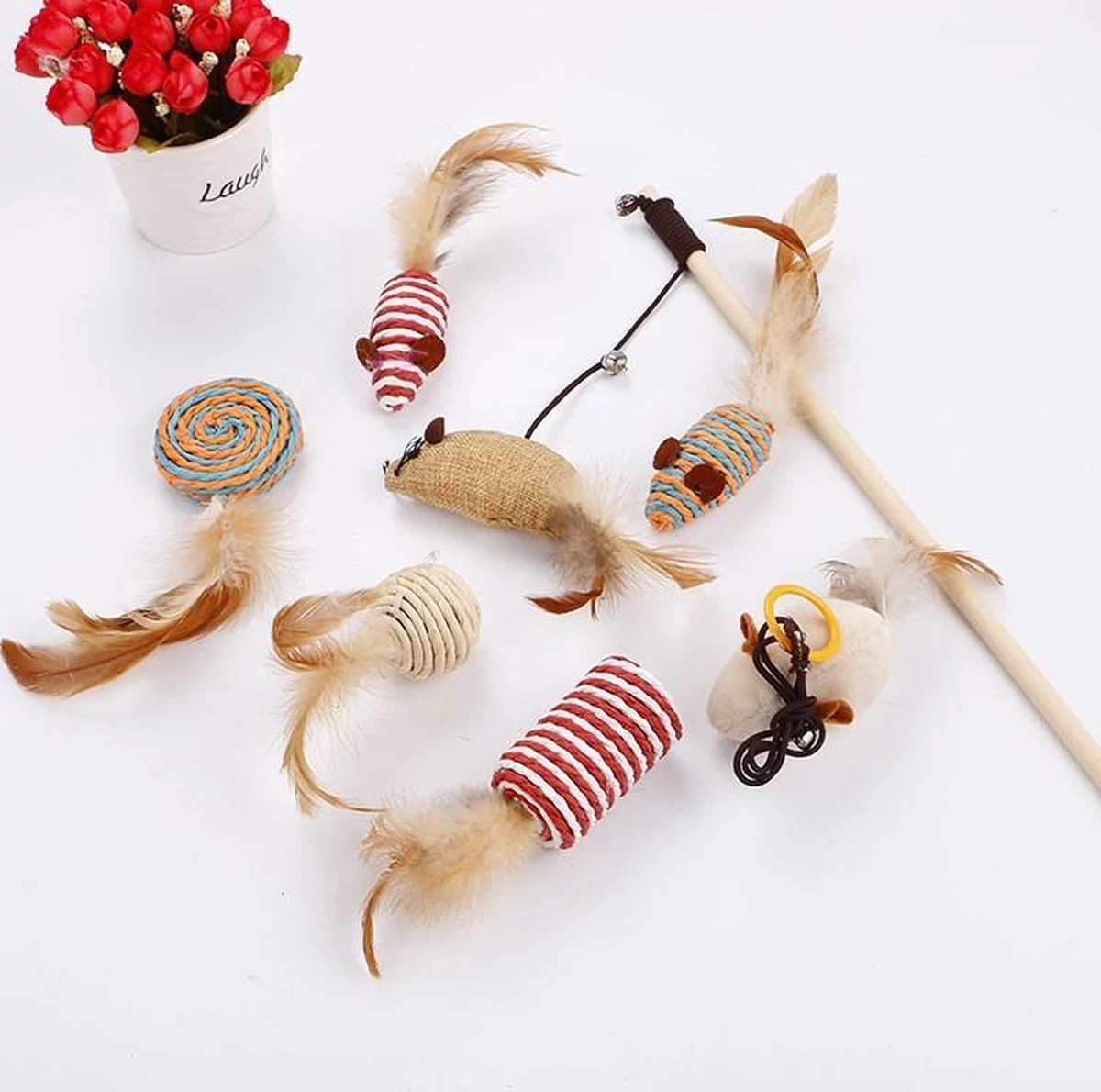 GIZMO Luxe Kattenspeeltjes Set - 7 Speeltjes - Interactieve Kattenhengel, Kattenspeelgoed & Speelmuisjes - Kitten Speeltjes 4 GIZMO Luxe Kattenspeeltjes Set - 7 Speeltjes - Interactieve Kattenhengel, Kattenspeelgoed & Speelmuisjes - Kitten Speeltjes - Afbeelding 2