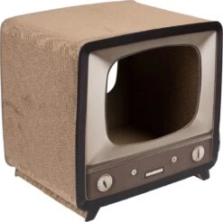 District 70 TELLY - Retro TV Krabmeubel - Instagrammable Kartonnen TV Voor Katten - 39 X 27 X 37 Cm -Kattenbenodigdheden 1200x1197 13