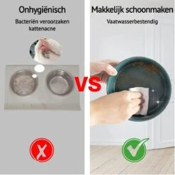 GIZMO 2x Voerbak Kat - 400 Ml - Groen - Keramische Drink- & Voerbakken Met Standaard - 13 Cm - 2 Stuks -Kattenbenodigdheden 1200x1200 303