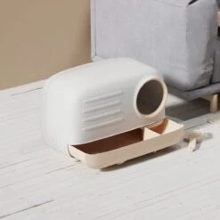 Merkloos PETLUX® XL Kattenbak Retro Design Met Lade, Schep En Opbergruimte - Grote Kattenbak - Kaki -Kattenbenodigdheden 1200x1200 315