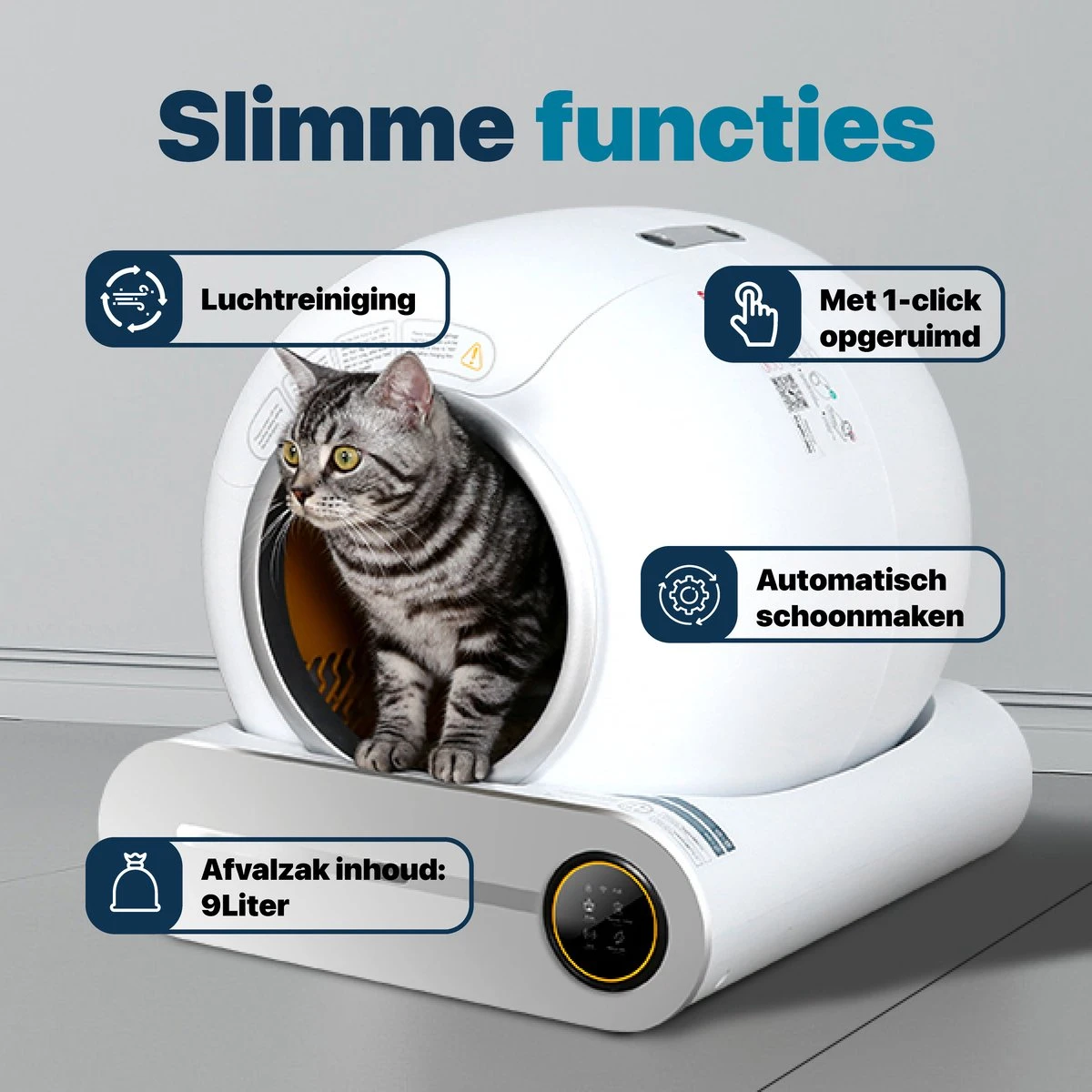 BOME Automatische Kattenbak - Zelfreinigende Kattenbak - Met App En Touchscreen - 65L 10 BOME Automatische Kattenbak - Zelfreinigende Kattenbak - Met App En Touchscreen - 65L - Afbeelding 8