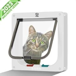 Rirri Kattenluik Met Tunnel - 4 Vergrendelingsstanden - Weerbestendig - Binnen En Buiten - Grote Kat - Maat L - Wit - 25,5 X 23.5 Cm