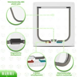 Rirri Kattenluik Met Tunnel - 4 Vergrendelingsstanden - Weerbestendig - Binnen En Buiten - Grote Kat - Maat L - Wit - 25,5 X 23.5 Cm -Kattenbenodigdheden 1200x1200 545