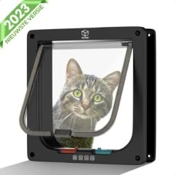 Rirri Kattenluik Met Tunnel - 4 Vergrendelingsstanden - Weersbestendig - Binnen En Buiten - Maat L - Zwart - 25,5 X 23.5 Cm