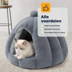 MIRO Katten Huis - Kattenhuizen - Kattenhok - Kattenmand - Dierenhuis - Extra Zacht - Grijs -Kattenbenodigdheden 1200x1200 639