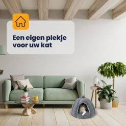 MIRO Katten Huis - Kattenhuizen - Kattenhok - Kattenmand - Dierenhuis - Extra Zacht - Grijs -Kattenbenodigdheden 1200x1200 640