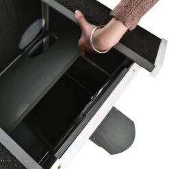 PawHut Kattenhuis Voor Buiten Kattenhut Met 2 Verdiepingen Kattenvilla, Asfaltdak, Massief Hout Grijs D30-236 -Kattenbenodigdheden 1200x1200 652