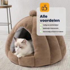 MIRO Katten Huis - Kattenhuizen - Kattenhok - Kattenmand - Dierenhuis - Extra Zacht - Bruin -Kattenbenodigdheden 1200x1200 794
