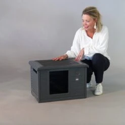 RHRQuality Kattenhuis Voor Binnen En Buiten Kattenhok Villa De Luxe Grijs -Kattenbenodigdheden 1200x1200 796