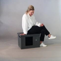 RHRQuality Kattenhuis Voor Binnen En Buiten Kattenhok Villa De Luxe Grijs -Kattenbenodigdheden 1200x1200 797