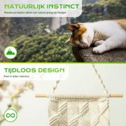 Qoods Kattenhangmat Macramé - Hangende Kattenmand Raam Of Radiator - Kattenbed - Poezenmand -Kattenbenodigdheden 1200x1200 805