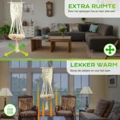 Qoods Kattenhangmat Macramé - Hangende Kattenmand Raam Of Radiator - Kattenbed - Poezenmand -Kattenbenodigdheden 1200x1200 807