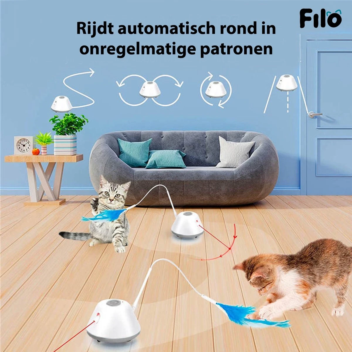 Filo Elektrisch Rijdend Kattenspeelgoed Met Laser - Rijdend Kattenspeeltje - Automatisch Interactief Speelgoed Katten - Kattencadeaus - Elektronisch Speelgoed Kittens - Kat - Kitten - Laserspeelgoed - Kado 6 Filo Elektrisch Rijdend Kattenspeelgoed Met Laser - Rijdend Kattenspeeltje - Automatisch Interactief Speelgoed Katten - Kattencadeaus - Elektronisch Speelgoed Kittens - Kat - Kitten - Laserspeelgoed - Kado - Afbeelding 4