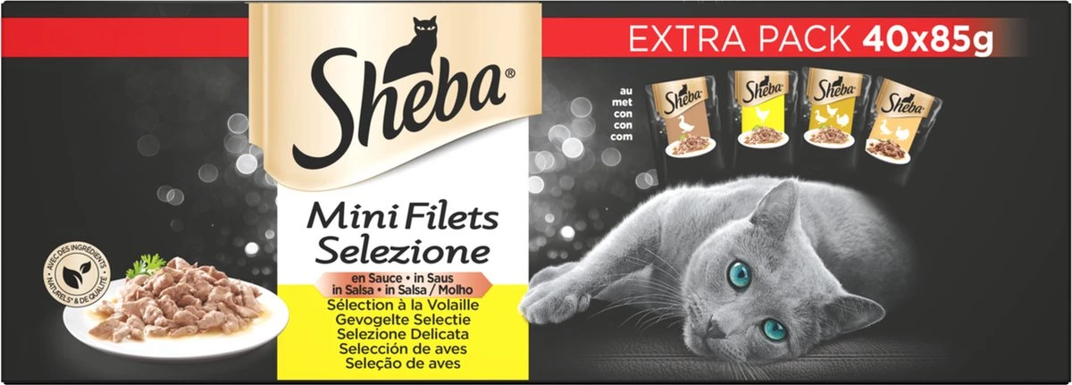 Sheba Mini Filets In Saus Kattenvoer Maaltijdzakjes Gevogelte 40 X 85 G 4 Sheba Mini Filets In Saus Kattenvoer Maaltijdzakjes Gevogelte 40 X 85 G - Afbeelding 2