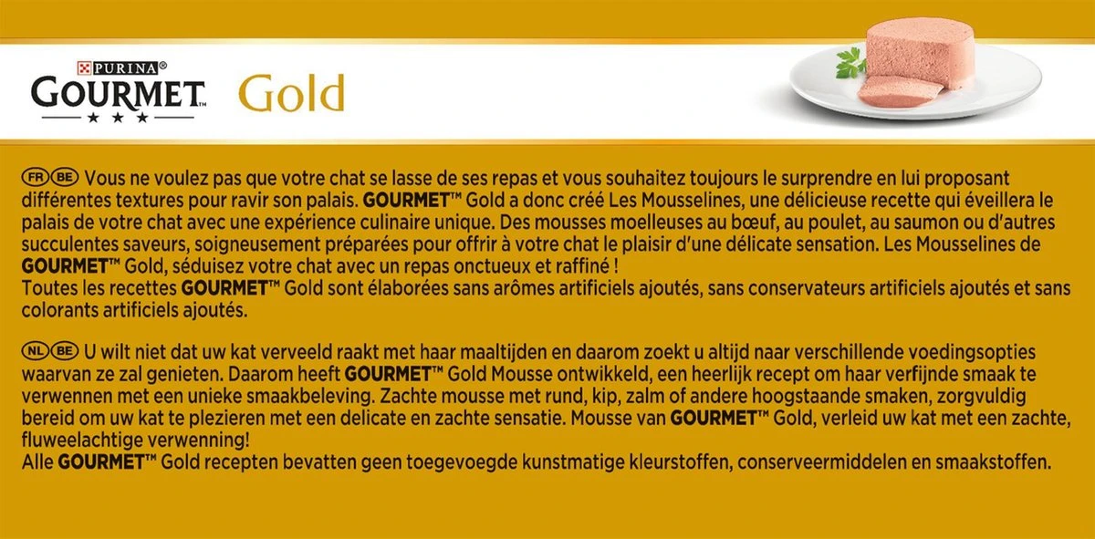 Gourmet Gold Mousse - Kattenvoer Natvoer - Met Tonijn, Lever, Kalkoen, Rund - 48 X 85 G 9 Gourmet Gold Mousse - Kattenvoer Natvoer - Met Tonijn, Lever, Kalkoen, Rund - 48 X 85 G - Afbeelding 7