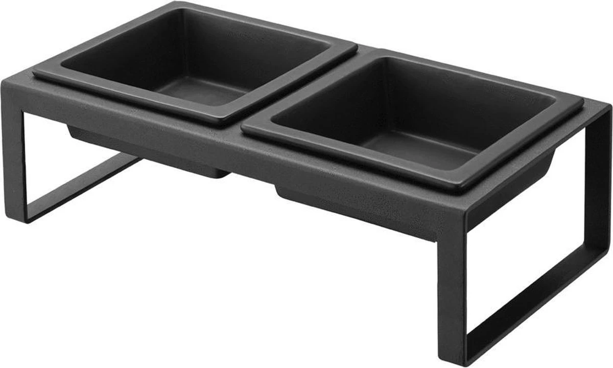 Yamazaki Eetbak - Voederbak Kat - Tweeledig - Zwart 3 Yamazaki Eetbak - Voederbak Kat - Tweeledig - Zwart