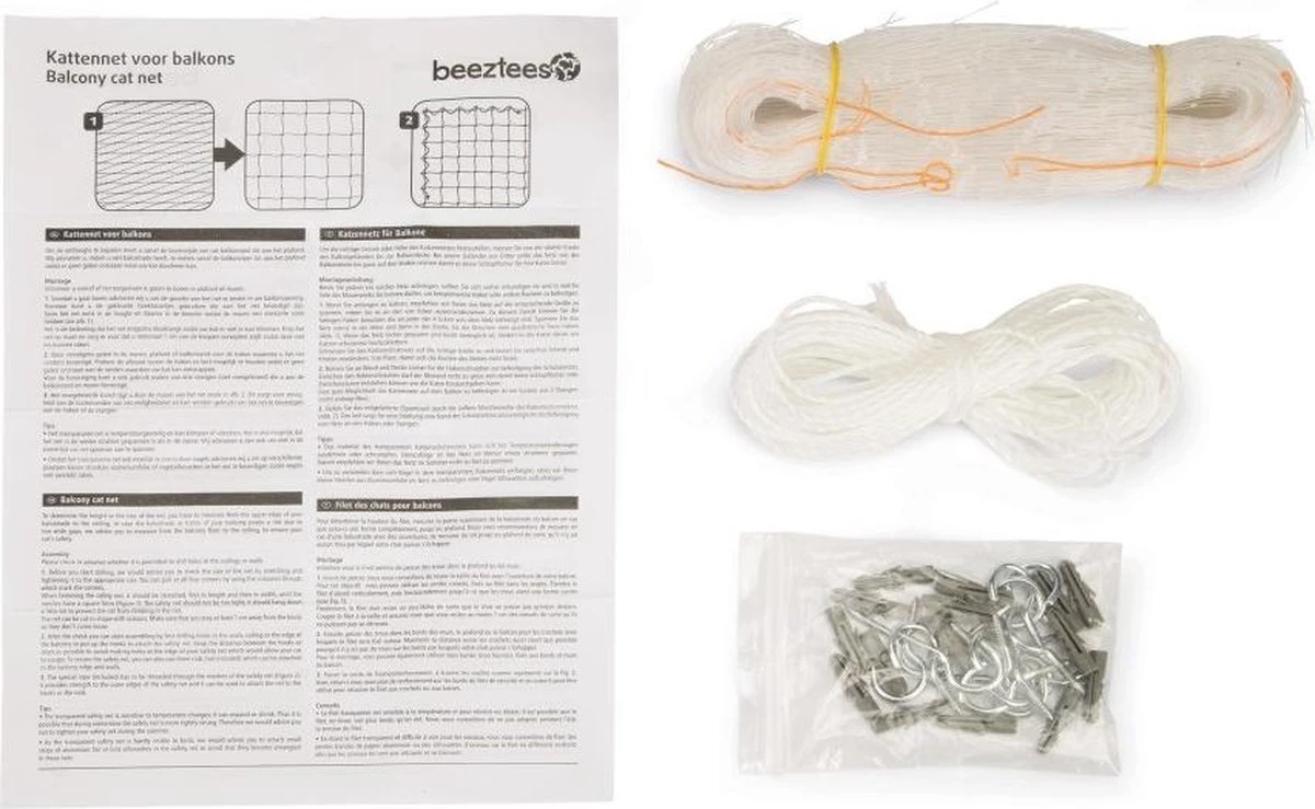 Beeztees - Kattennet - Voor Balkon - Transparant - 8x3 M 5 Beeztees - Kattennet - Voor Balkon - Transparant - 8x3 M - Afbeelding 3