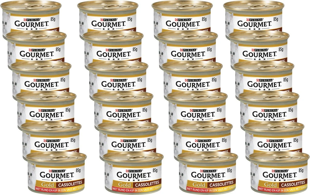 Gourmet Gold Cassolettes - Kattenvoer Natvoer - Rund En Kip In Een Saus Van Tomaat - 24 X 85 Gr 7 Gourmet Gold Cassolettes - Kattenvoer Natvoer - Rund En Kip In Een Saus Van Tomaat - 24 X 85 Gr - Afbeelding 5
