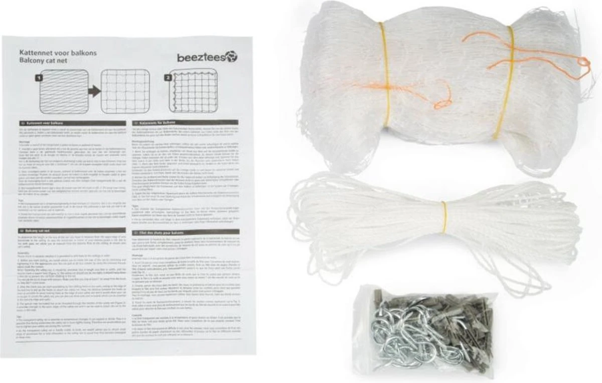 Beeztees - Kattennet - Voor Balkon - Transparant - 8x3 M 4 Beeztees - Kattennet - Voor Balkon - Transparant - 8x3 M - Afbeelding 2