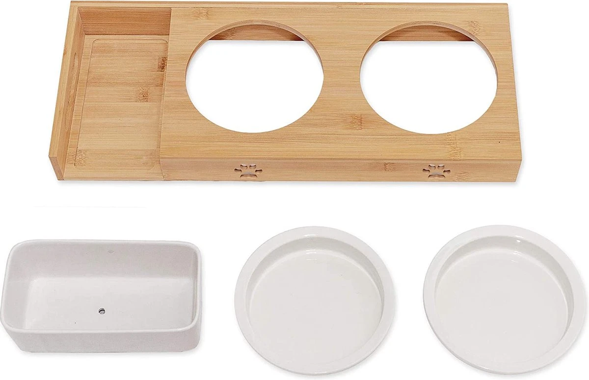 Pfotenolymp® Voederstation Met Kattengras Voor Katten - Porseleinen Kattenbak/Voedingsbak - Verhoogde Kom Set Met Kattengrasbak - Voerbak Hoog 6 Pfotenolymp® Voederstation Met Kattengras Voor Katten - Porseleinen Kattenbak/Voedingsbak - Verhoogde Kom Set Met Kattengrasbak - Voerbak Hoog - Afbeelding 4