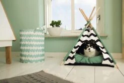 Beeztees Kioni Tipi Tent - Kattenhuis - Zwart/Wit - 50x50x70 Cm -Kattenbenodigdheden 1200x800 28