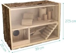 Navaris Houten Hamsterhuis - Speelhut Voor Hamsters, Kleine Knaagdieren, Gerbils, Muizen - Schuilplaats Op Twee Etages Voor Hamster, Cavia, Muis -Kattenbenodigdheden 1200x846 1