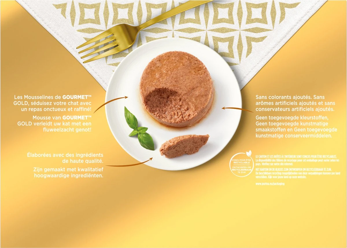 Gourmet Gold Mousse - Kattenvoer Natvoer - Met Konijn, Rund, Kalf, Lam - 96 X 85 Gr 6 Gourmet Gold Mousse - Kattenvoer Natvoer - Met Konijn, Rund, Kalf, Lam - 96 X 85 Gr - Afbeelding 4