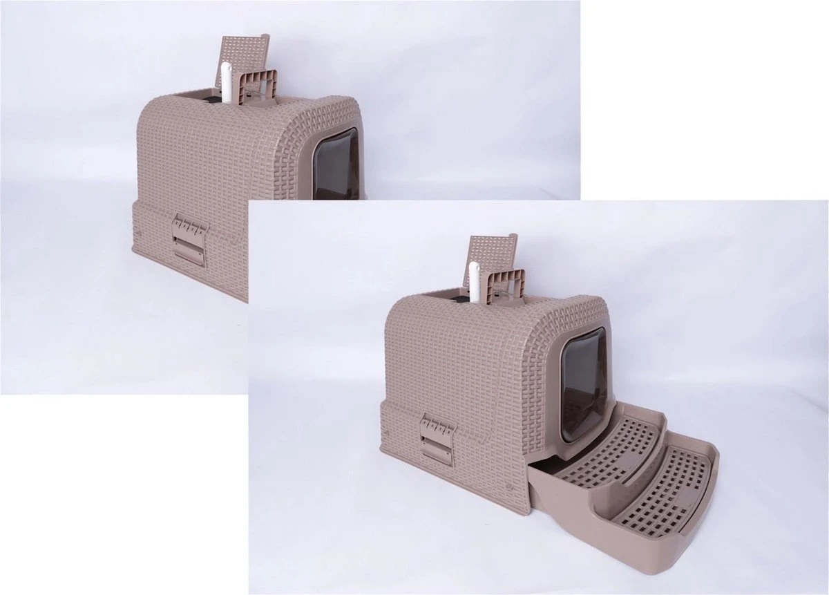Adori Kattentoilet Rattan 69x42x41 Cm - Kattenbak - 2 X Taupe 3 Adori Kattentoilet Rattan 69x42x41 Cm - Kattenbak - 2 X Taupe - Afbeelding 2