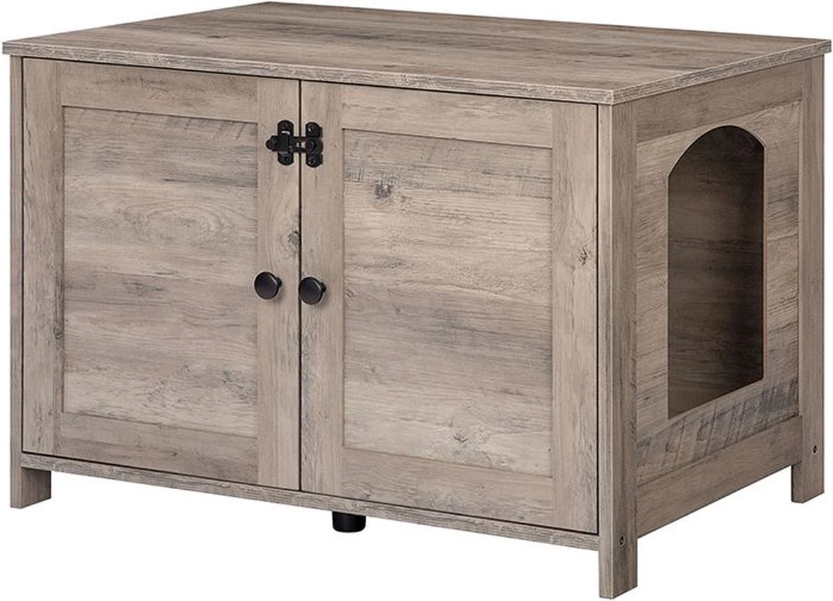 Kattenhuis Met Dubbele Deurtjes - Kattenkast Met Ruimte Voor Kattenbak - Kist Met Grote Opbergruimte - Bruikbaar Als Bank &bijzettafel - Voor In Slaapkamer & Gang - Greige 3 Kattenhuis Met Dubbele Deurtjes - Kattenkast Met Ruimte Voor Kattenbak - Kist Met Grote Opbergruimte - Bruikbaar Als Bank &bijzettafel - Voor In Slaapkamer & Gang - Greige