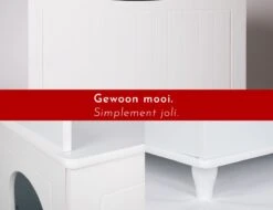 WONDERMAKE® Grote Kattenkast Houten Voor Kattenbak-box Kattentoilet, XL-kattenbak Dressoir Kastje, Designer Kattenhuis Met Kattenhol Kattenmand, Kasten Kast Voor Badkamer, 73,5 X 51,5 X 57 Cm, Wit -Kattenbenodigdheden 1200x922 5