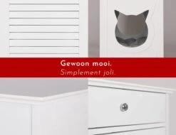 WONDERMAKE® Grote Kattenkast Houten Voor Kattenbak Kattentoilet, XL-kattenbak Dressoir Kastje Met Schuiflade, Designer Kattenhuis Met Kattenhol Kattenbakkast, Kasten Kast Voor Katten Binnen Hoog, 51 X 46 X 96 Cm, Wit -Kattenbenodigdheden 1200x922 9