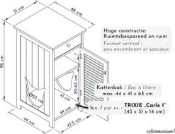 WONDERMAKE® Grote Kattenkast Houten Voor Kattenbak Kattentoilet, XL-kattenbak Dressoir Kastje Met Schuiflade, Designer Kattenhuis Met Kattenhol Kattenbakkast, Kasten Kast Voor Katten Binnen Hoog, 51 X 46 X 96 Cm, Wit -Kattenbenodigdheden 1200x923 3