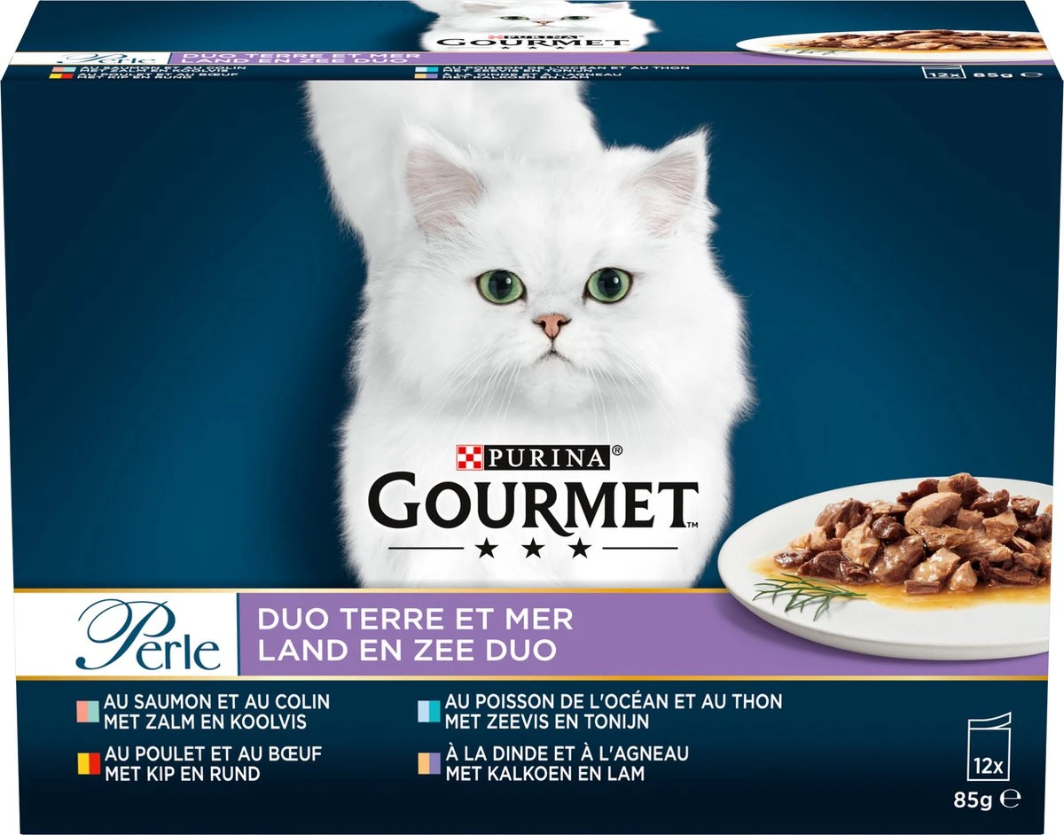 Gourmet Perle - Kattenvoer Natvoer - Land & Zee Duo Met Kip En Rund - 48 X 85 Gram 6 Gourmet Perle - Kattenvoer Natvoer - Land & Zee Duo Met Kip En Rund - 48 X 85 Gram - Afbeelding 4