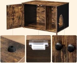 Meubelexpert Kattenhuis Voor Kattenbak - Met Deuren - Vintage - Bruinzwart - PCL002X02 -Kattenbenodigdheden 1200x983 2