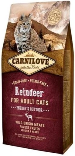 Carnilove Granenvrij Rendier Energy/Outdoor 6kg -Kattenbenodigdheden 581x1200 1