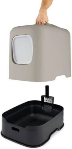 Rotho MyPet Biala Kattenbak Met Kap En Schepje / Gemaakt Van Gerecycled Plastic - Cappucino -Kattenbenodigdheden 584x1200 4