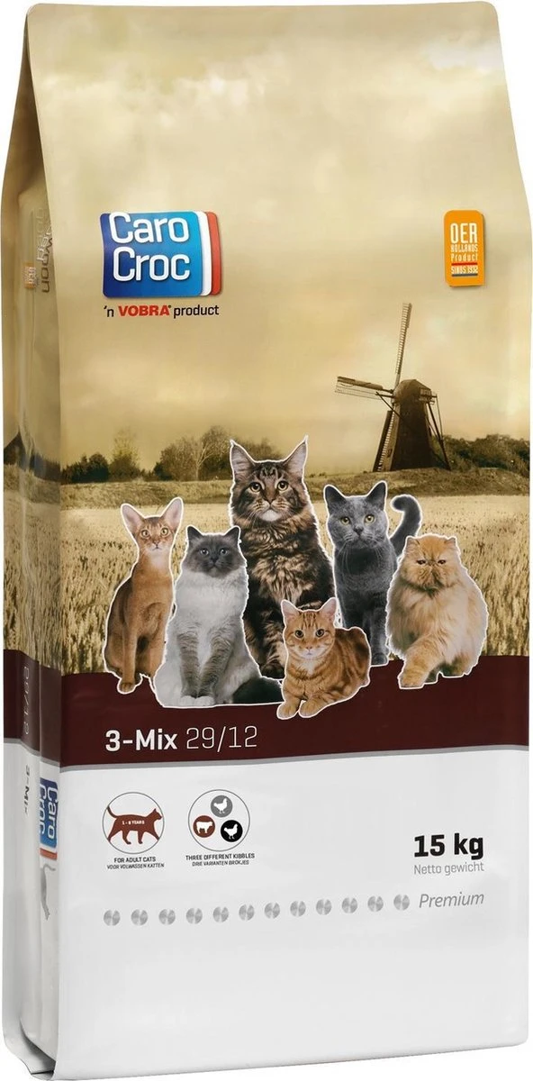 Carocroc Kat 3-Mix Adult - Gevogelte/Rund - Kattenvoer - 15 Kg 3 Carocroc Kat 3-Mix Adult - Gevogelte/Rund - Kattenvoer - 15 Kg