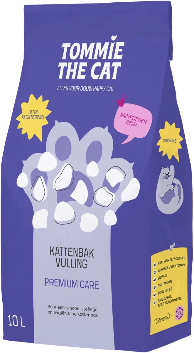 Tommie The Cat - 20L Premium Kattenbakvulling - Babypoeder Geur - Ultra Klontvormend & Stofvrij 2 Tommie The Cat - 20L Premium Kattenbakvulling - Babypoeder Geur - Ultra Klontvormend & Stofvrij