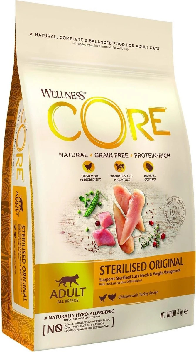 Wellness Core Kattenvoer Sterilised Kip - Kalkoen 4 Kg 3 Wellness Core Kattenvoer Sterilised Kip - Kalkoen 4 Kg