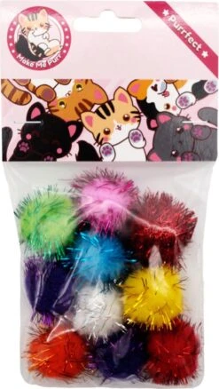 Make Me Purr Glitter Pompon Ballen (10 Stuks) - Kattenspeeltjes - Kattenspeelgoed - Speelgoed Voor Katten - Kat Speeltje Bal - Kitten Speeltjes Balletjes -Kattenbenodigdheden 677x1200