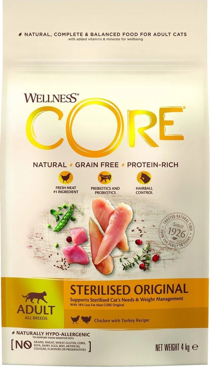 Wellness Core Kattenvoer Sterilised Kip - Kalkoen 4 Kg 5 Wellness Core Kattenvoer Sterilised Kip - Kalkoen 4 Kg - Afbeelding 3