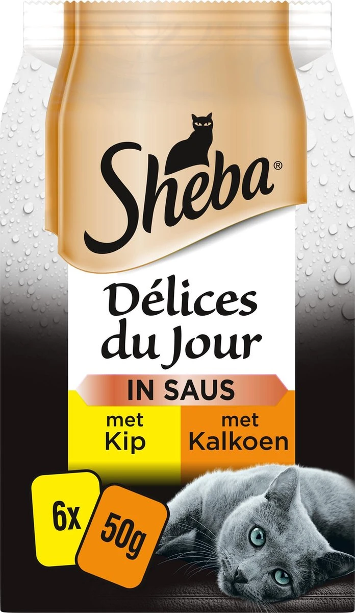 Sheba Delices Du Jour In Saus Katten Natvoer - Kip & Kalkoen - 36x50g 3 Sheba Delices Du Jour In Saus Katten Natvoer - Kip & Kalkoen - 36x50g