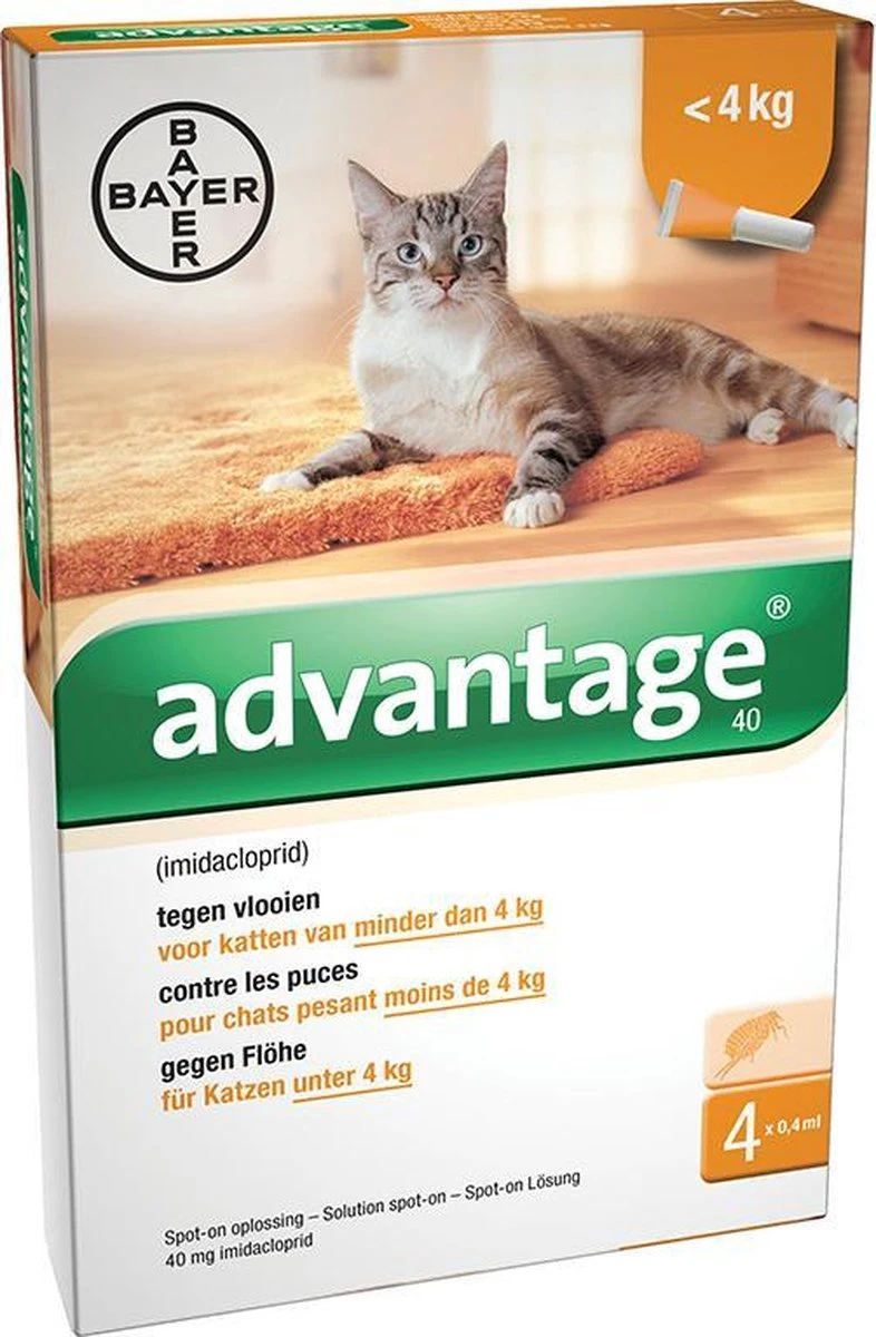 Bayer Advantage 40 Tegen Vlooien - <4kg - 4 X 0,4 Ml - Adult 20 Bayer Advantage 40 Tegen Vlooien - <4kg - 4 X 0,4 Ml - Adult - Afbeelding 18