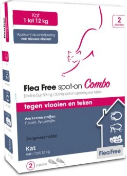 Flea Free Ectoline Duo Kat - Tegen Vlooien En Teken - 2 Pipetten -Kattenbenodigdheden 861x1200