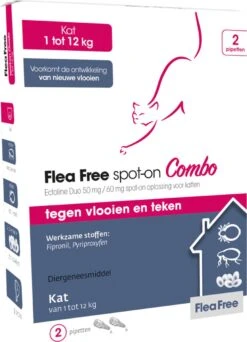 Flea Free Ectoline Duo Kat - Tegen Vlooien En Teken - 2 Pipetten -Kattenbenodigdheden 866x1200