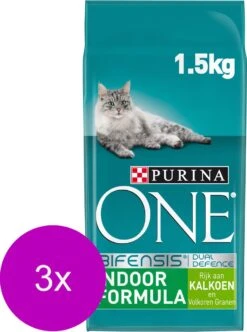 Purina One Indoor Formula Kalkoen - Kattenvoer - 3 X 1.5 Kg -Kattenbenodigdheden 893x1200 2